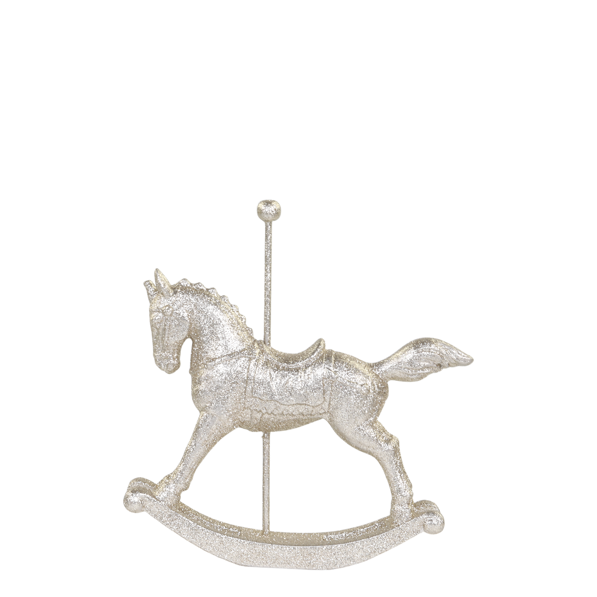 Rocking Horse w. glitter H16.5/L15.5/W4 cm champagne