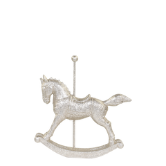 Rocking Horse w. glitter H16.5/L15.5/W4 cm champagne