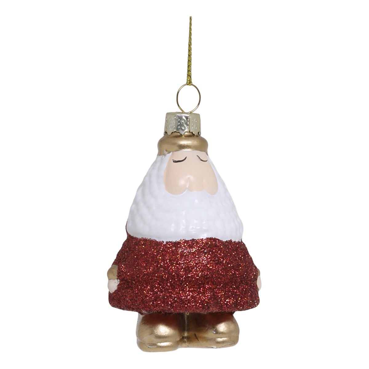 Santa w. glitter H8/D5.5 cm antique cherry