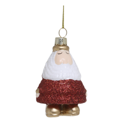 Santa w. glitter H8/D5.5 cm antique cherry