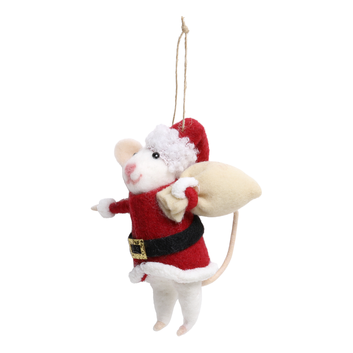 Mouse w. Santa suit of felt for hanging H12/L6/W5 cm