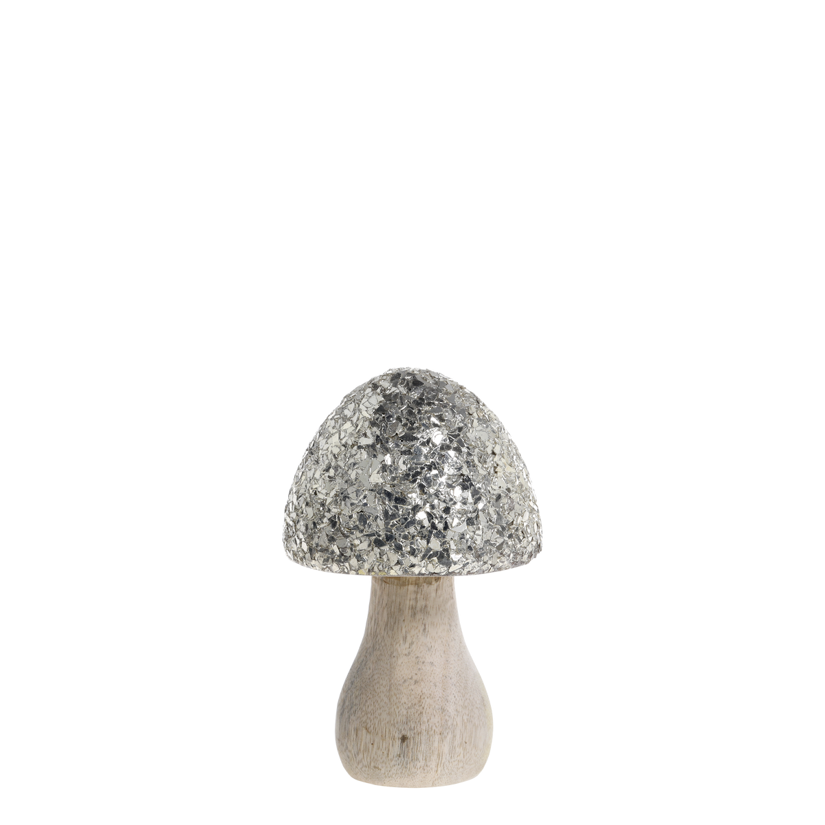 Mushroom w. mosaic glitter top H15/D8.5 cm nature