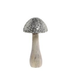 Mushroom w. mosaic glitter top H25/D12 cm nature