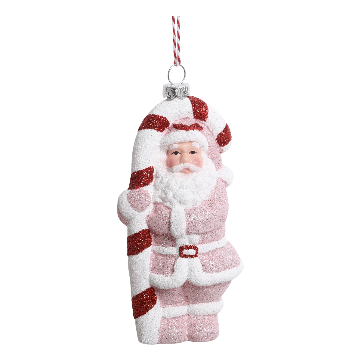 Candy Santa w. cane H12.5/L7/W5 cm pink lady