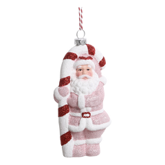 Candy Santa w. cane H12.5/L7/W5 cm pink lady