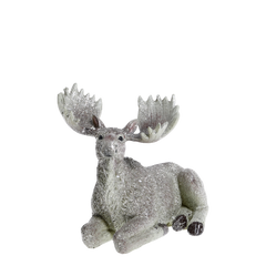 Moose w. glitter H13/L15.5/W9.5 cm verte