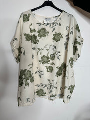 Hørlook bluse med blomster - ITJULI25