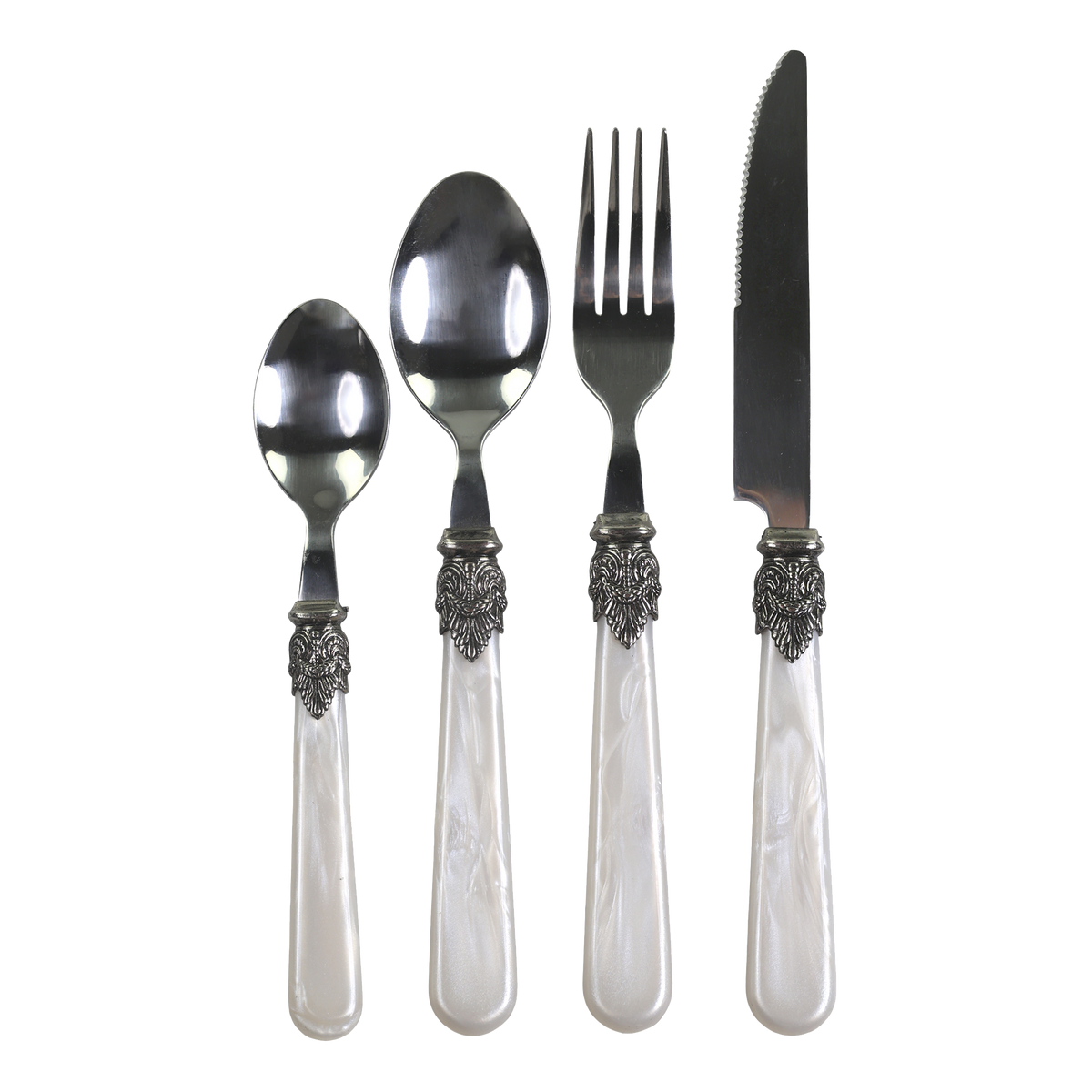 Linas Cutlery w. silver deco set of 4  L23 cm antique mother of pearl