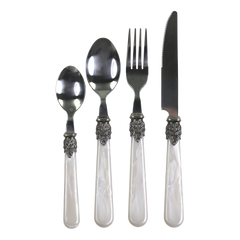 Linas Cutlery w. silver deco set of 4  L23 cm antique mother of pearl