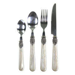 Linas Cutlery w. silver deco set of 4   L23 cm antique champagne