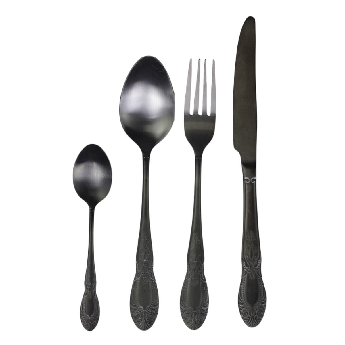 Cutlery w. decor set of 4 L23 cm antique coal