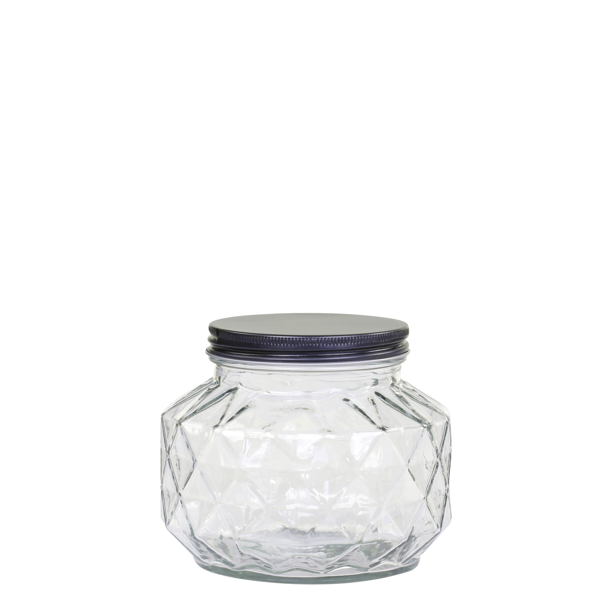 Storage Jar w. diamond cut H13.5/D16 cm clear