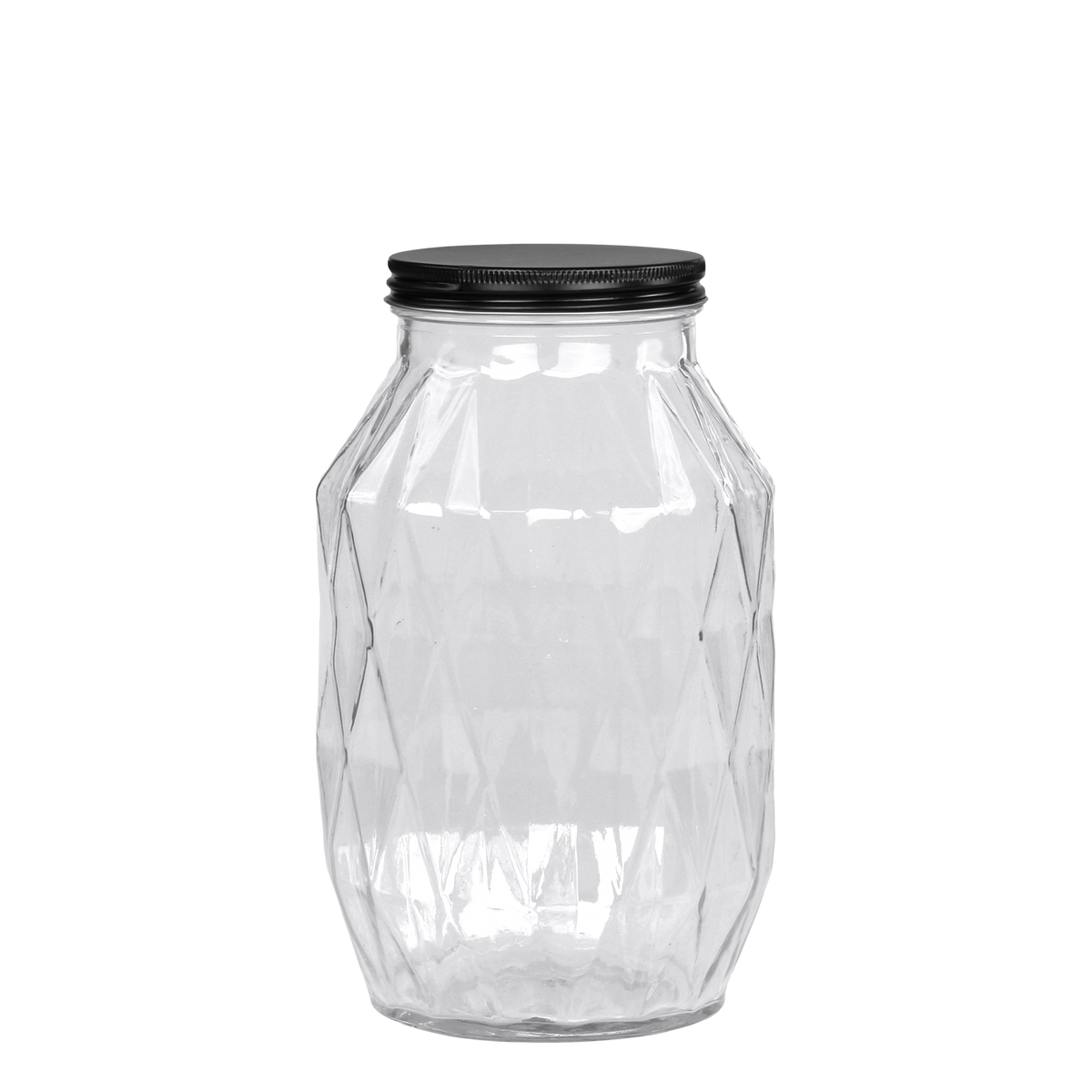 Storage Jar w. diamond cut H26/D16 cm clear