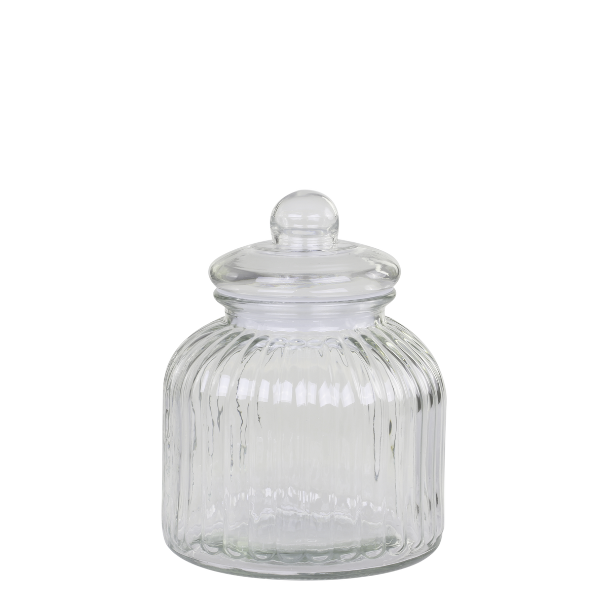 Storage Jar w. grooves H23/D17.5 cm clear