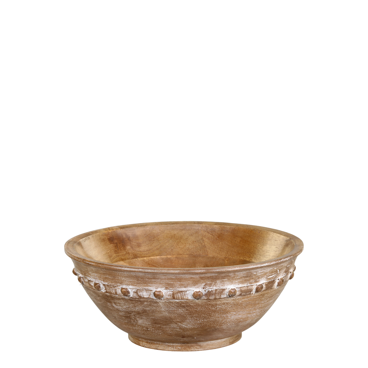 Tours Bowl in wood w. pattern H8/D25 cm nature