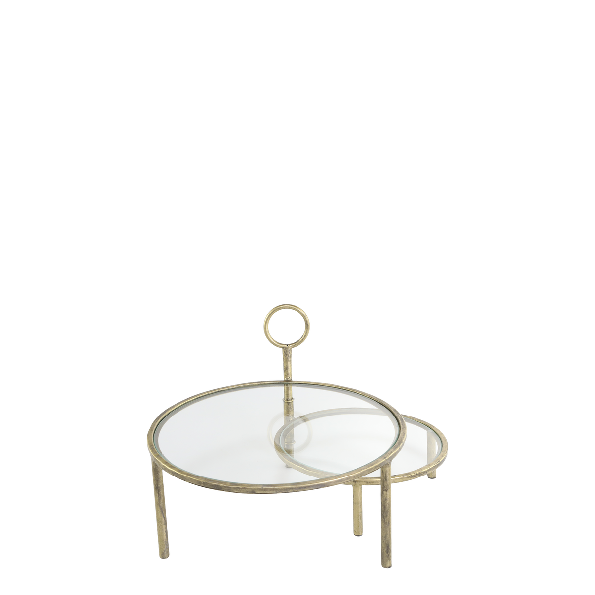 Etagere w. 2 trays H27.5/D35 cm brass