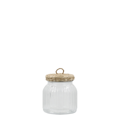 Opbevaringsglas m. fletlåg H7/Ø11 cm klar