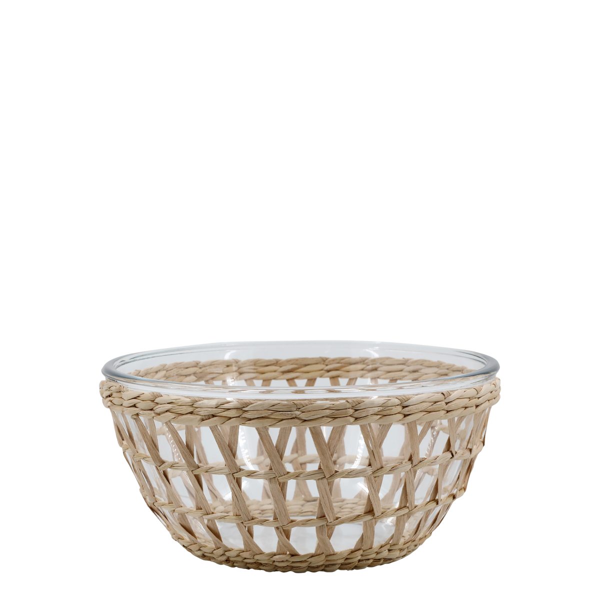 Bowl w. wicker basket H11/D23 cm Clear