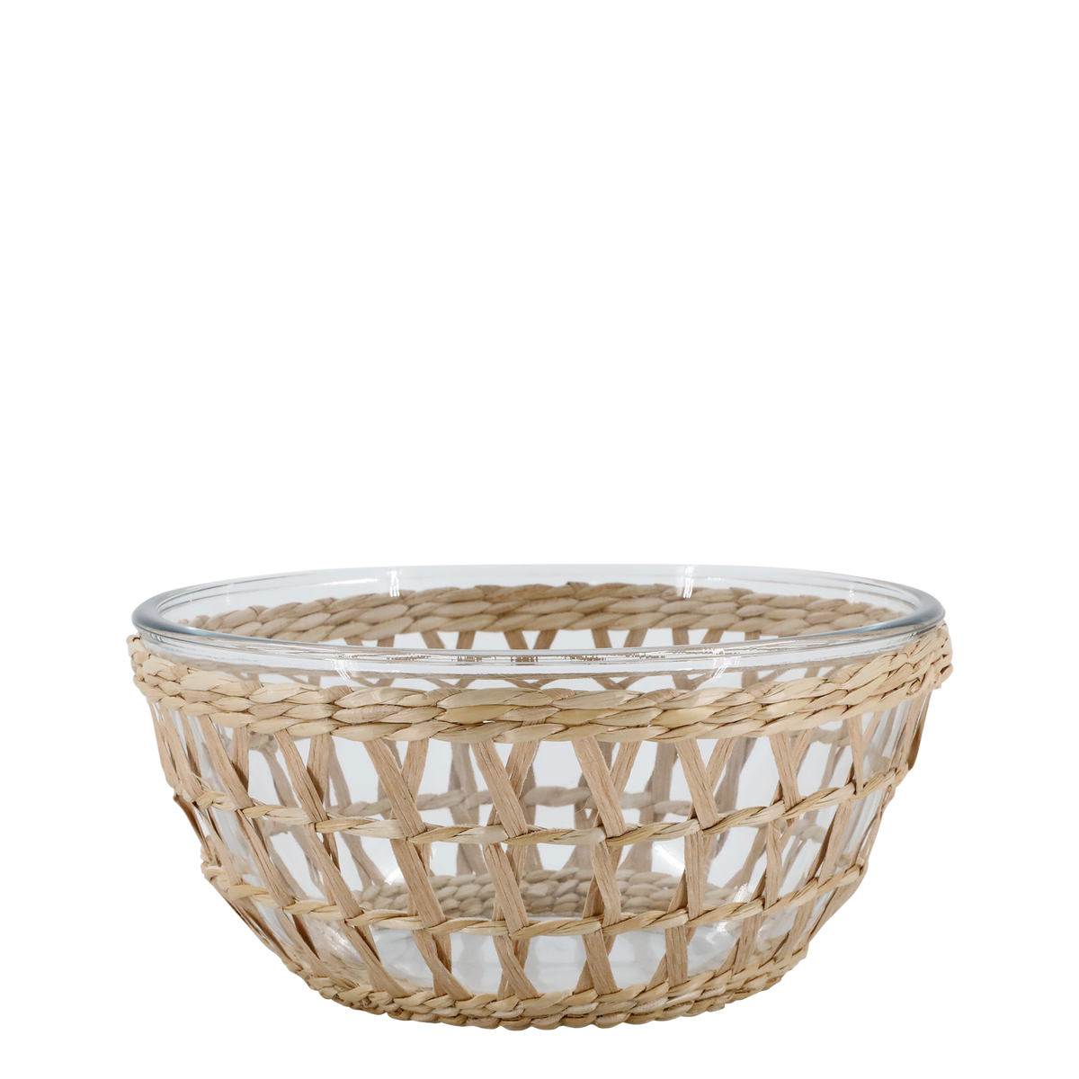 Bowl w. wicker basket H13/D27 cm clear