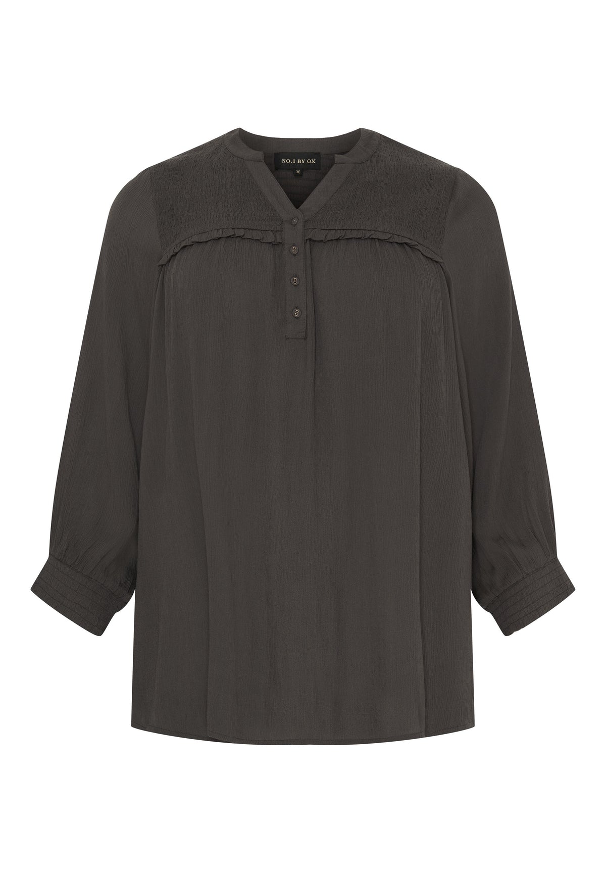 No. 1. By Ox Bluse med smock-overdel og 3/4-ærmer smock-manchetter