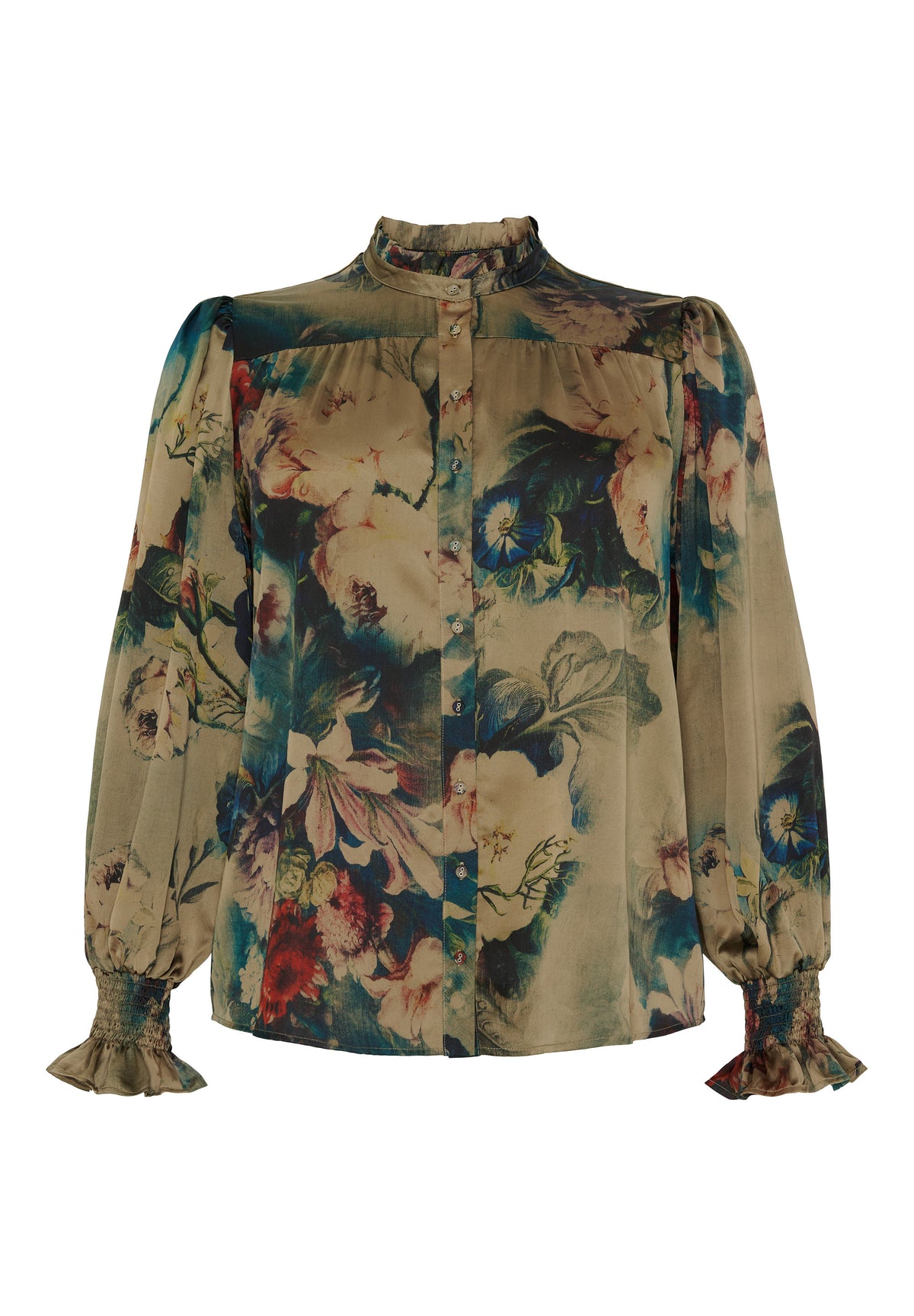 No. 1 By Ox Shirt w flair neckline and LS smock cuffs flair