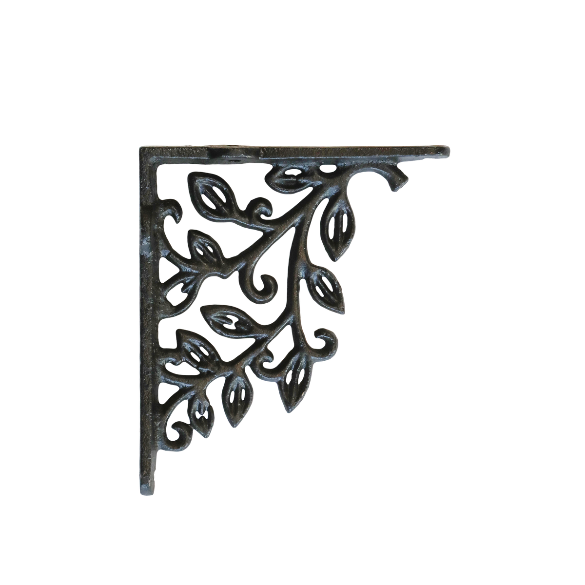 Shelf Bracket w. flower decor H12.5/L14/W2 cm antique black