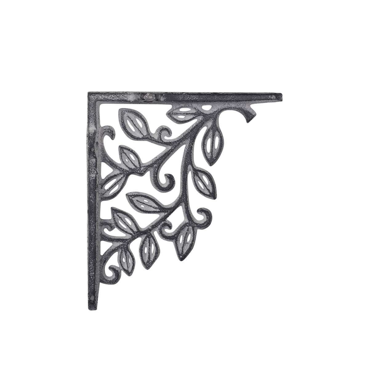 Shelf Bracket w. flower decor H12.5/L14/W2 cm antique grey