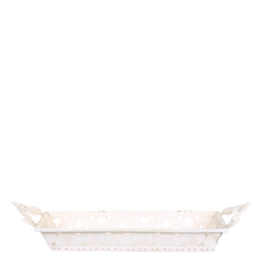 Tray w. handles & decor H5/L29/W22.5 cm antique cream