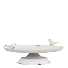 Birdbath on foot H8/D25 cm antique cream