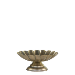 Centrepiece on foot w. grooves H7.5/D17.5 cm antique brass