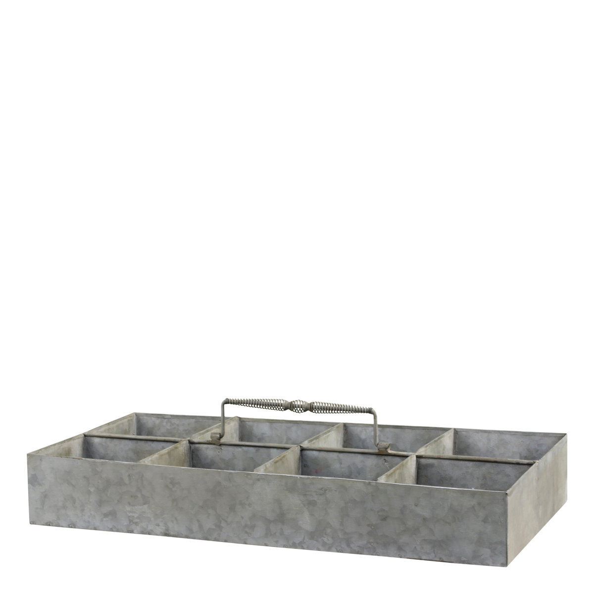 Tray w. 8 compartments and handle H7/L48/W24.5 cm zinc