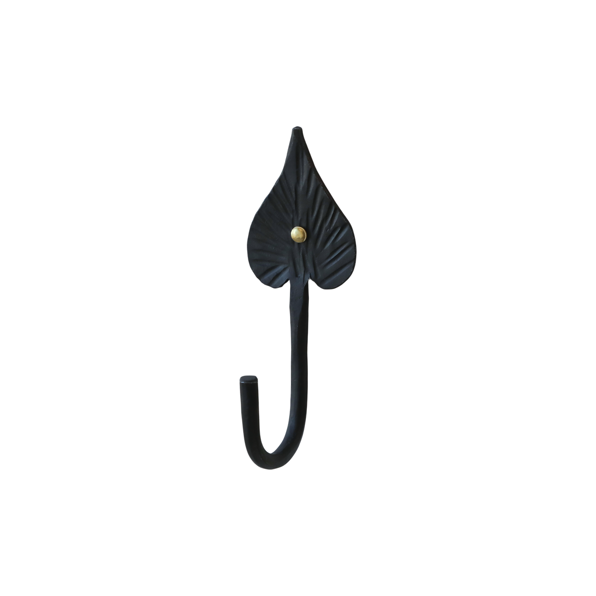 Hook w. leaf H11/L4/W4 cm antique black