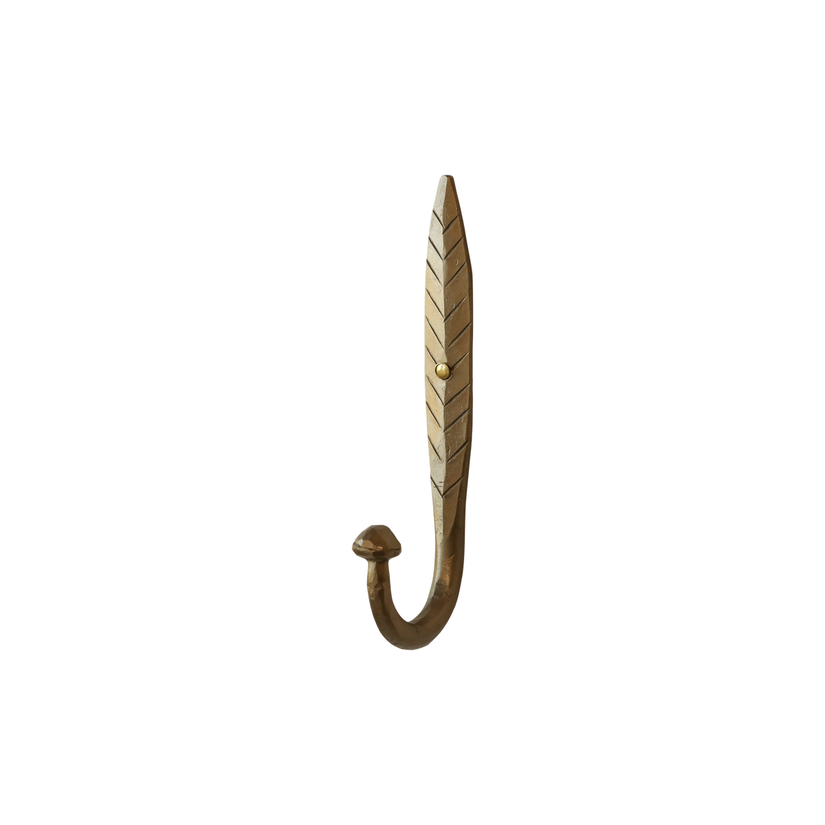 Hook w. leaf H15.5/L2/W5.5 cm antique brass