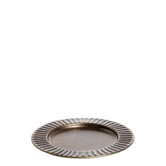 Tray w. reeded edge H1.5/D20 cm antique brass