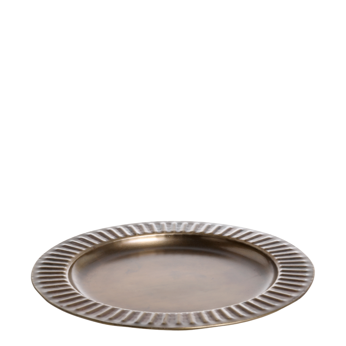 Tray w. reeded edge H1.5/D23 cm antique brass