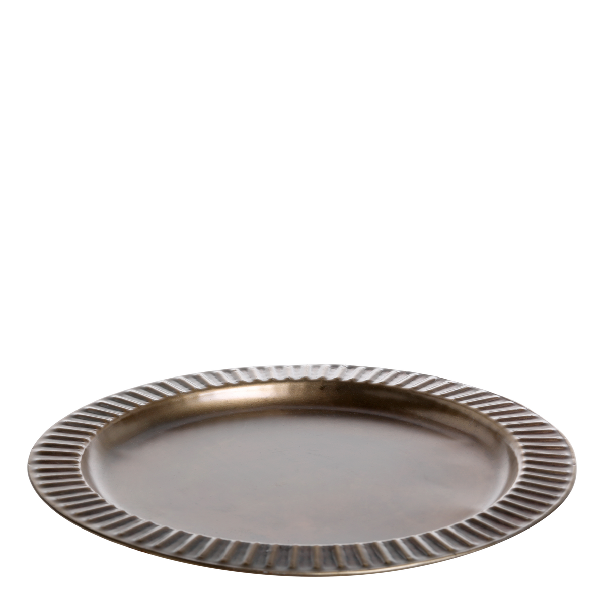 Tray w. reeded edge H2/D27 cm antique brass