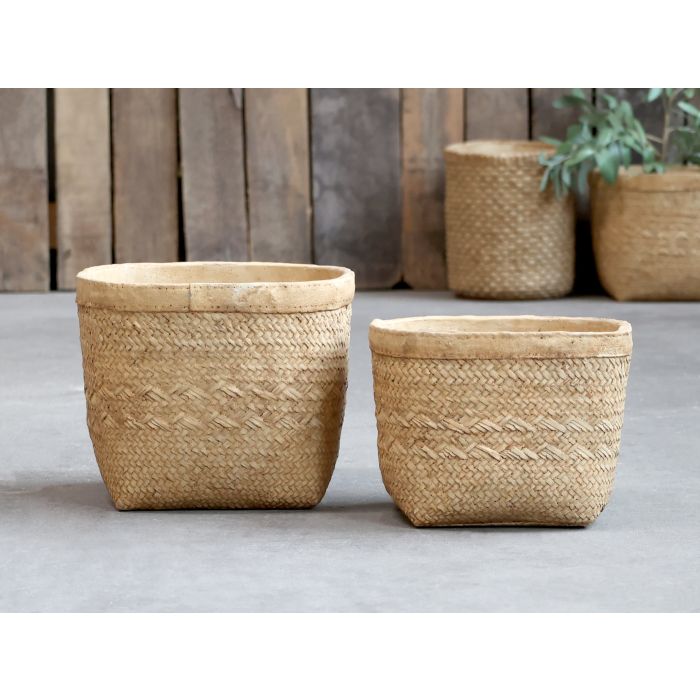 Corte Skjuler m. flet mønster, H16,5/Ø21 cm antique natur