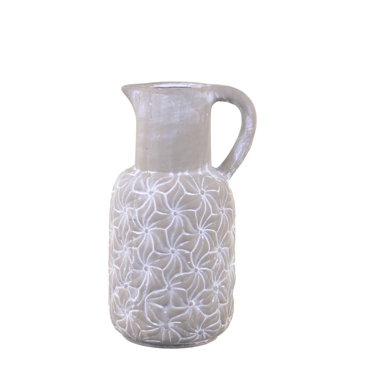 Colmar Jug w. flowers H30/L16.5/W14.5 cm french grey