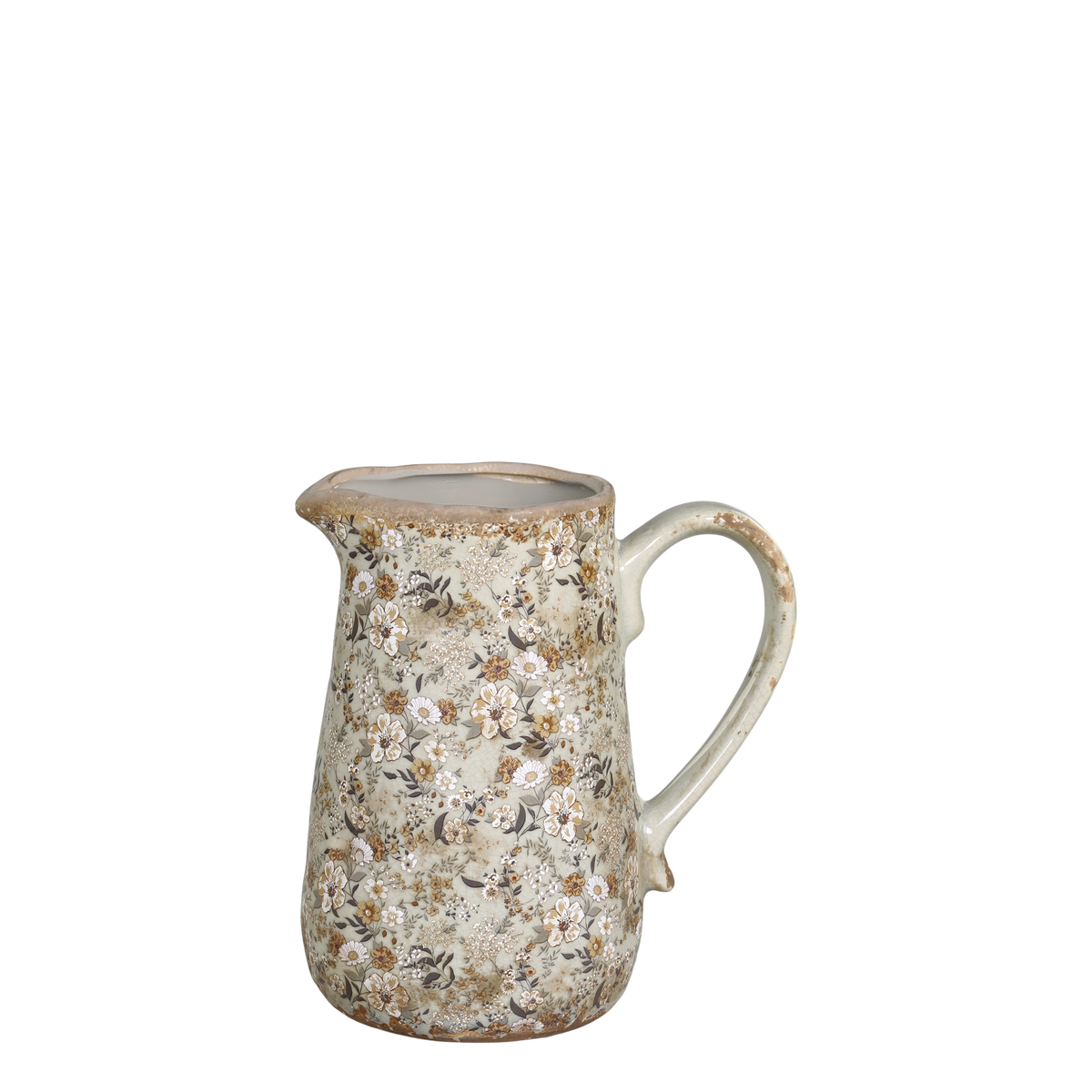 Evry Jug w. flowers H18/L16/W11.5 cm verte