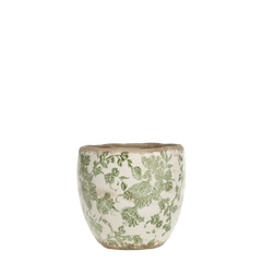 Melun Planter w. French pattern H11.5/D13 cm olive