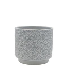 Fayence Planter w. pattern H13/D14 cm opal