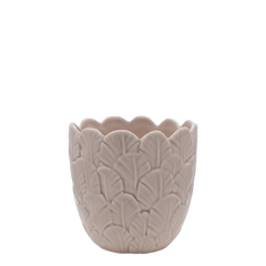 Fayence Planter w. flowers H10.5/D10.5 cm taupe