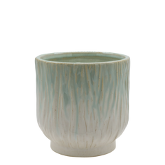 Fayence Planter w. pattern H16/D16 cm verte