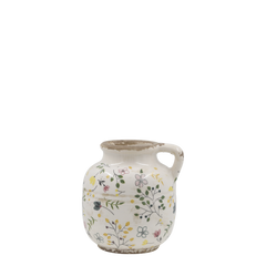 Cavaillon Bottle w. floral motif H13/D13 cm cream