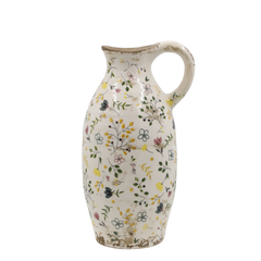 Cavaillon Bottle w. floral motif H27/D15.5 cm cream