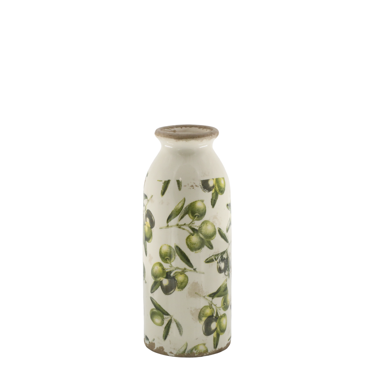 Olive Bottle w. olive pattern H20/D8 cm cream