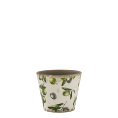 Olive Planter w. olive pattern H9.5/D11 cm cream