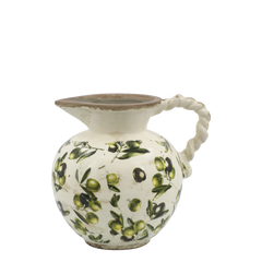 Olive Jug w. olive pattern H18.5/D20.5 cm cream