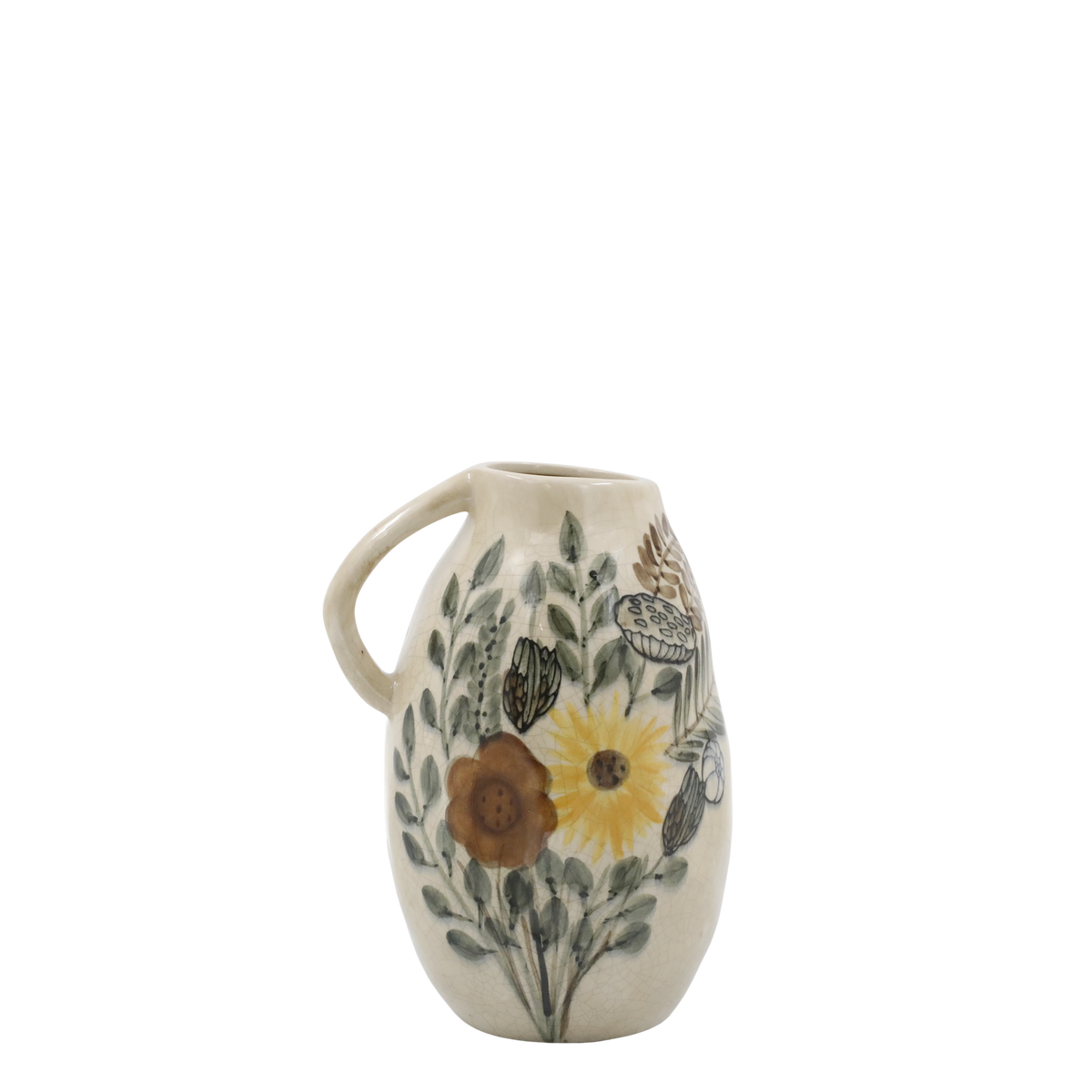 Jug w. floral motif H25/D17 cm cream