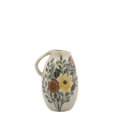 Jug w. floral motif H25/D17 cm cream